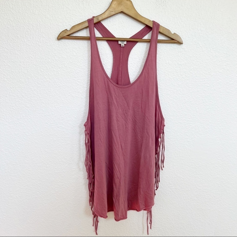 Aritzia Wilfred- Mauve Racerback Tank Top With Tassels XS